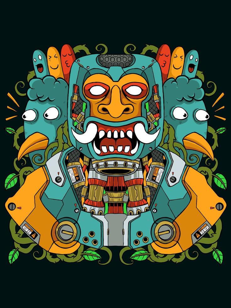 robot tiki mask vector