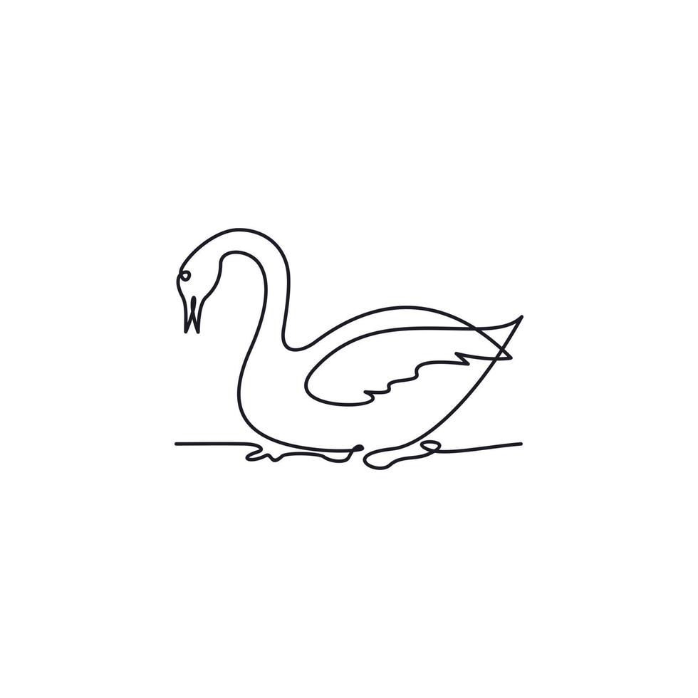 One Line Swan Logo Illustration vector