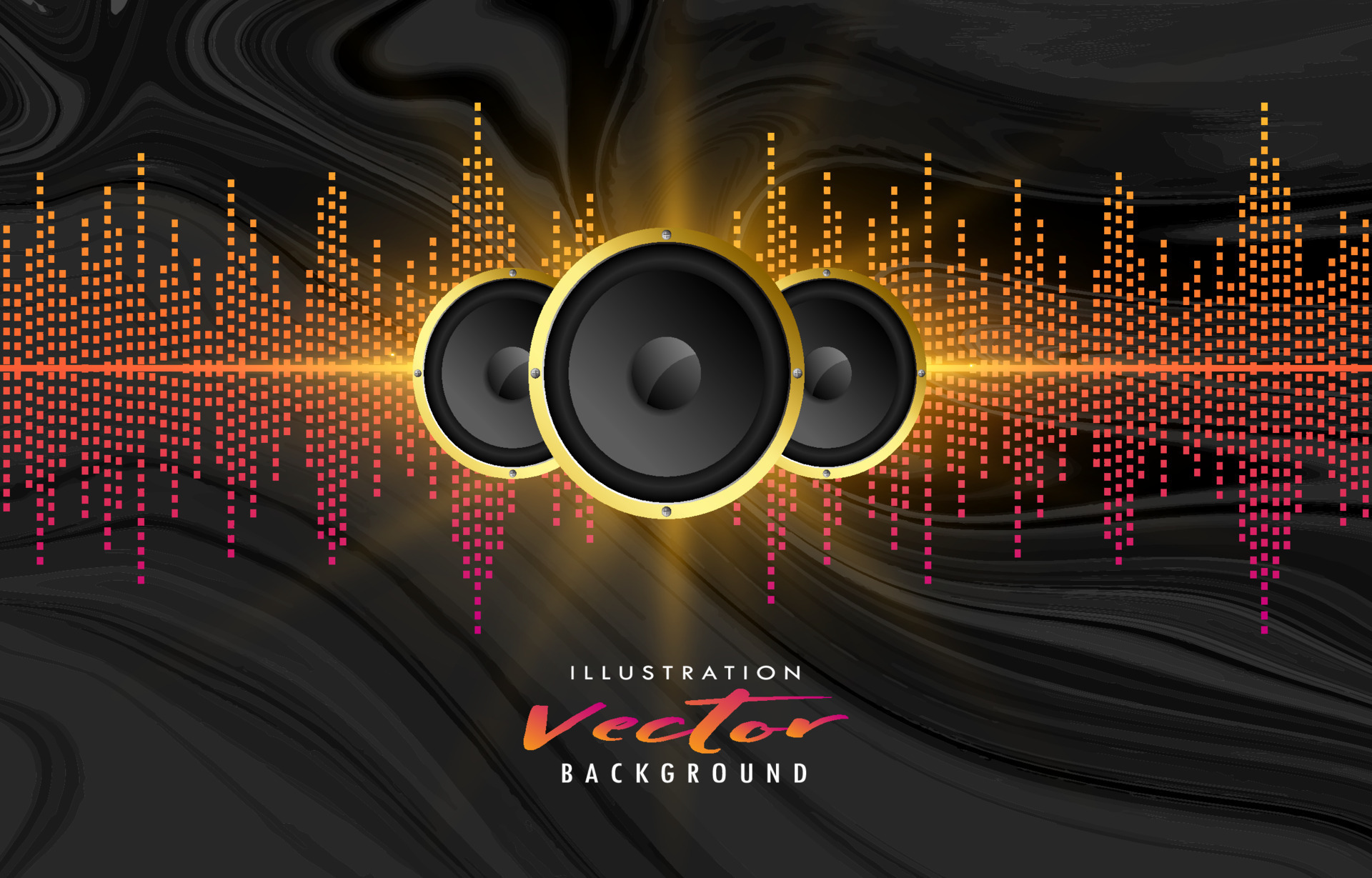 music speaker equalizer shine with watercolor background design