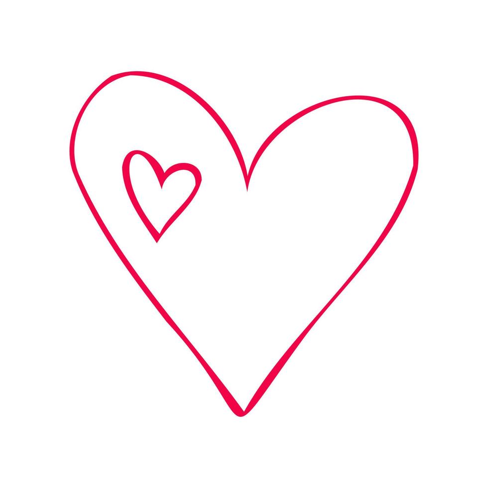 Simple red vector doodle heart. Abstract illustration for design. Element for creating patterns, postcards, sublimations, decor. Valentine's day, love, wedding, relationship