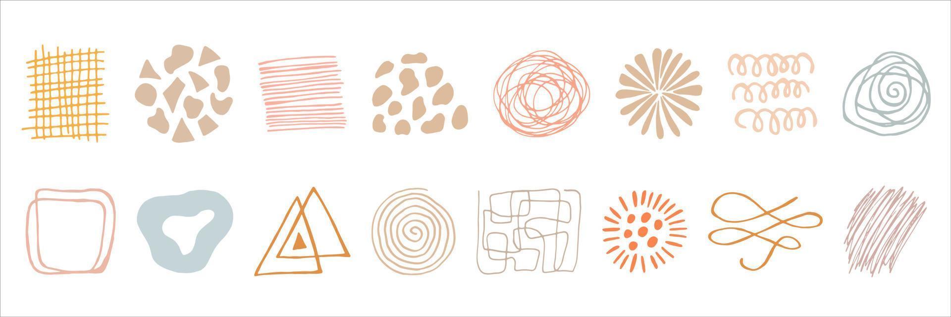 Set of abstract doodle elements for design. Trend style, new form, flat, hand draw. For sublimation, posters, postcards, prints vector
