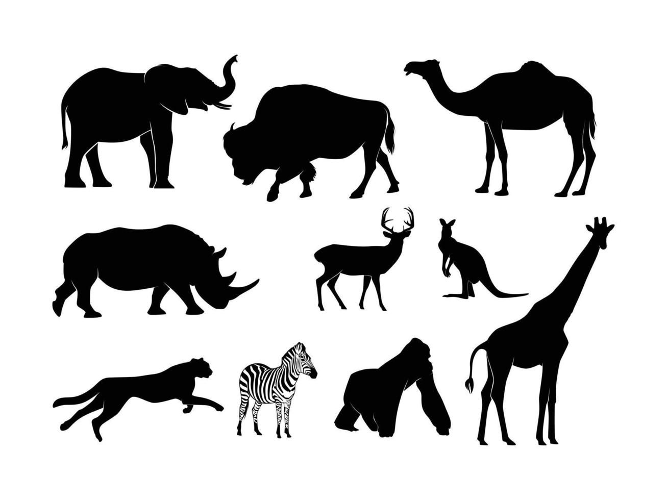 conjunto de animales mascotas silueta aislado en un fondo blanco - ilustración vectorial pt 2 vector