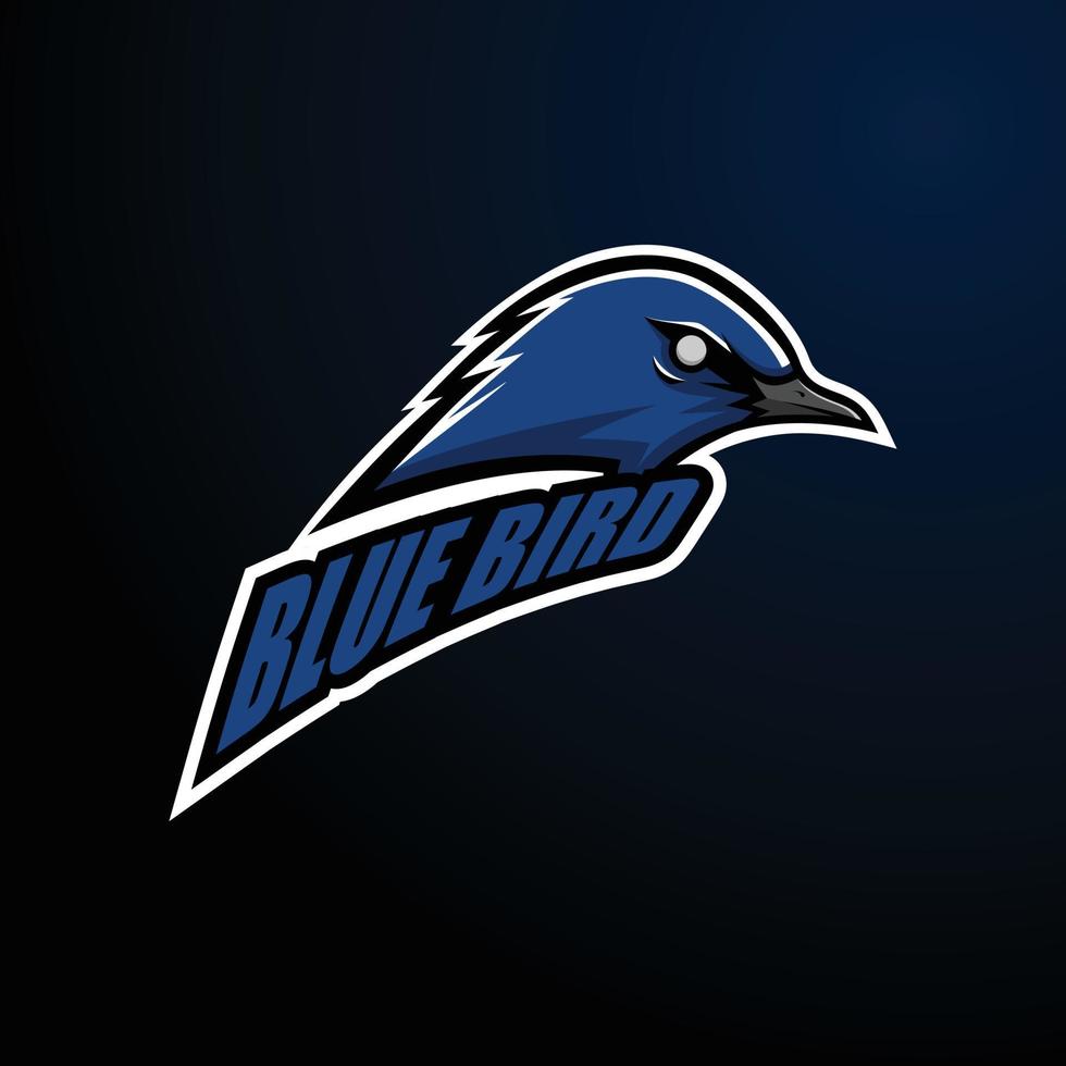Blue Bird Mascot Gaming Logo with Text - Vector Illustration