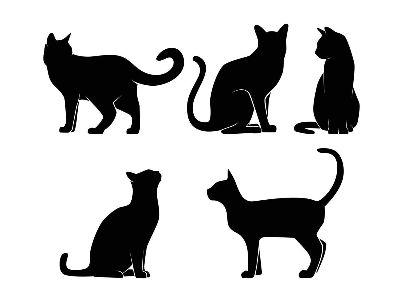 conjunto de gatos silueta aislado sobre un fondo blanco - ilustración vectorial vector