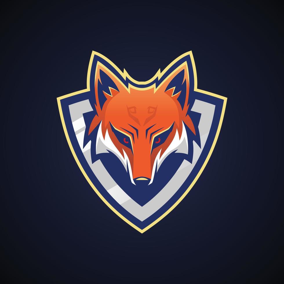 Fox Head with Shield Mascot Logo Vector Illustration Design - Animals Mascot logo
