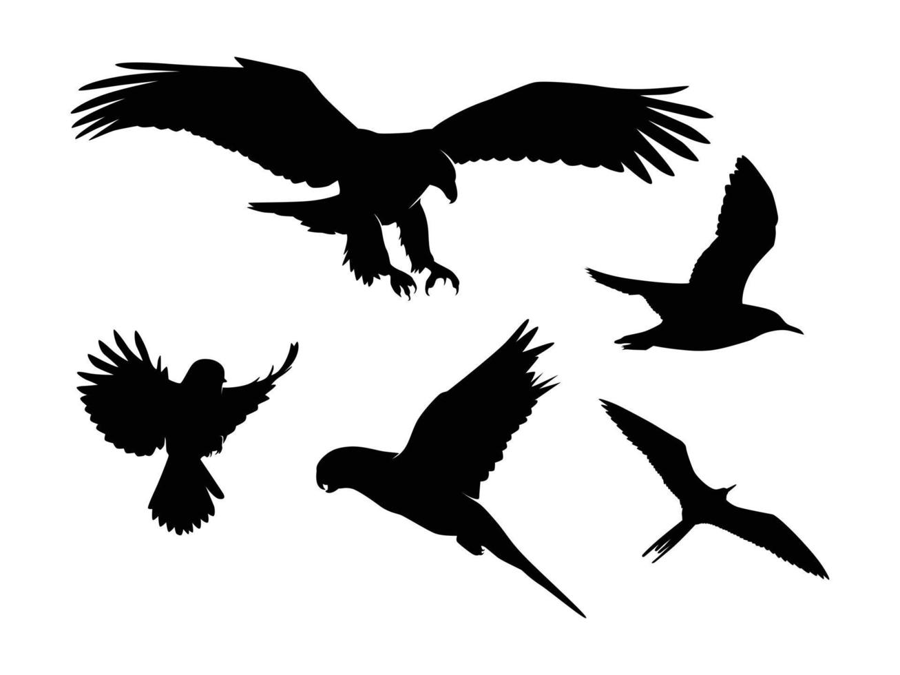 Set of Birds Silhouette Isolated on a white background - Vector Illustration