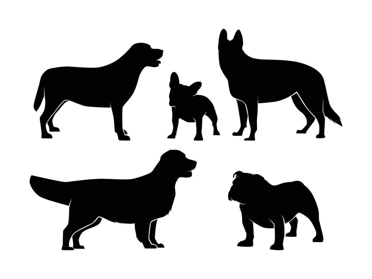 conjunto de perros silueta aislado sobre un fondo blanco - ilustración vectorial vector