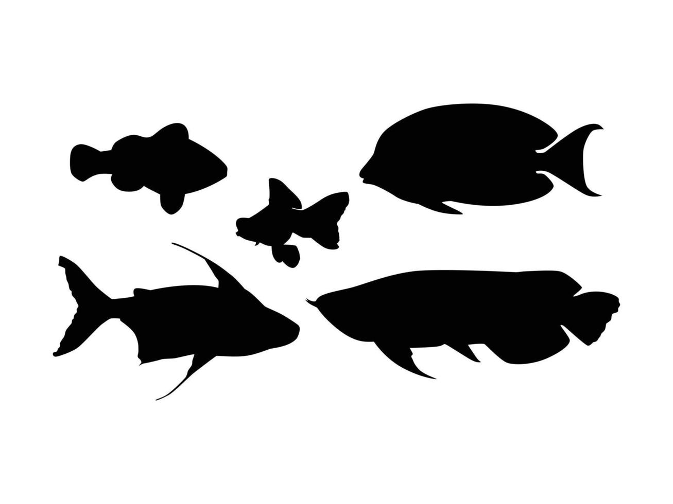 conjunto de peces silueta aislado sobre un fondo blanco - ilustración vectorial vector