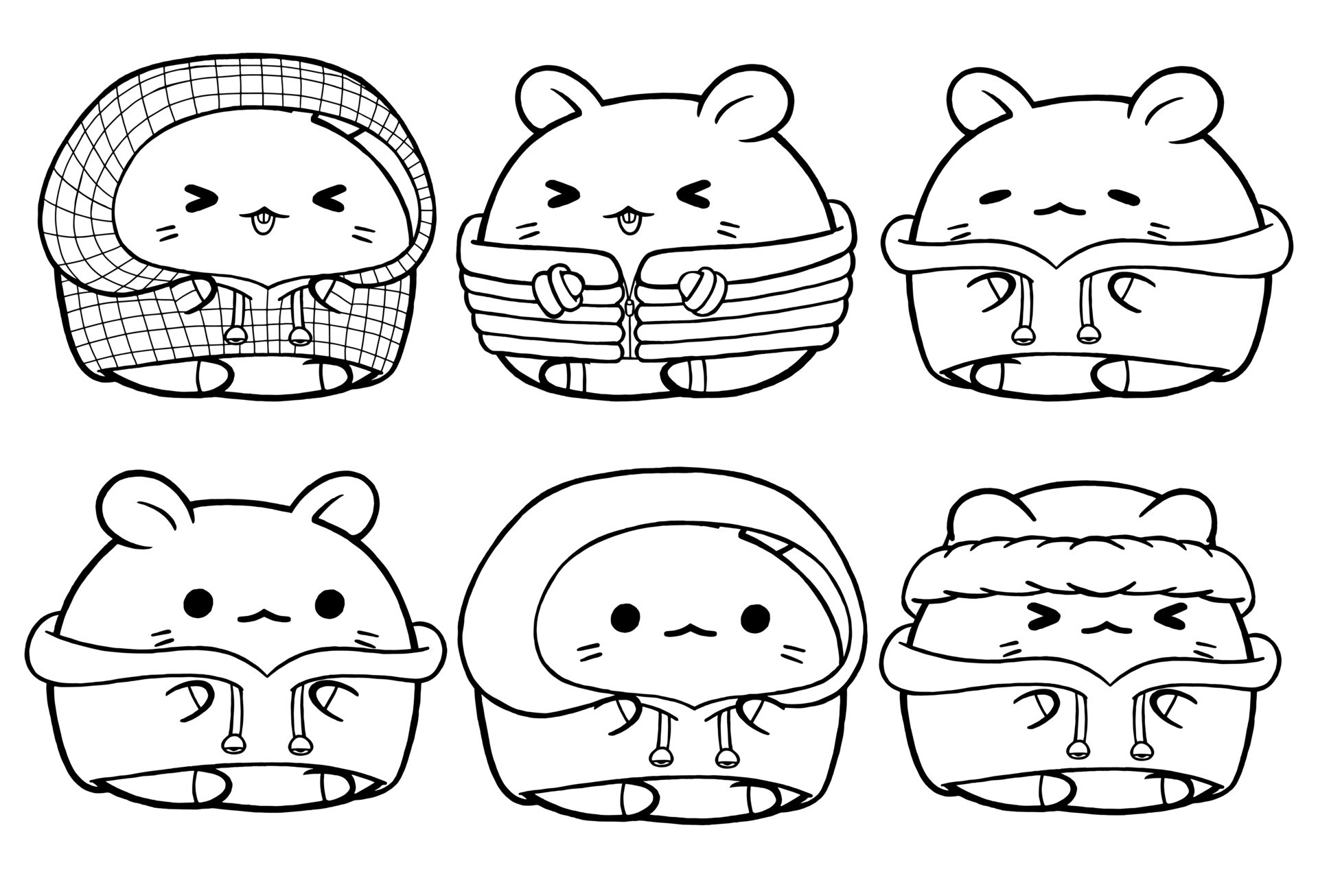 set-vector-outline-illustration-of-cute-hamster-character-for-coloring