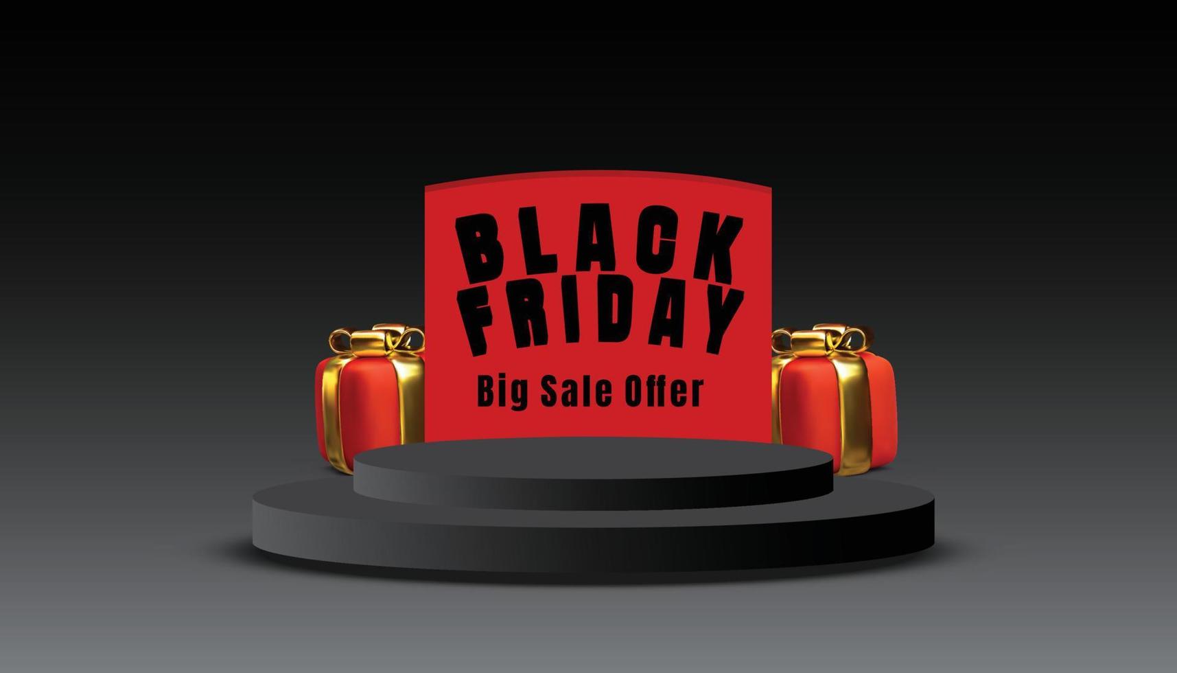 abstract Black Friday  stage podium with gift box vector design