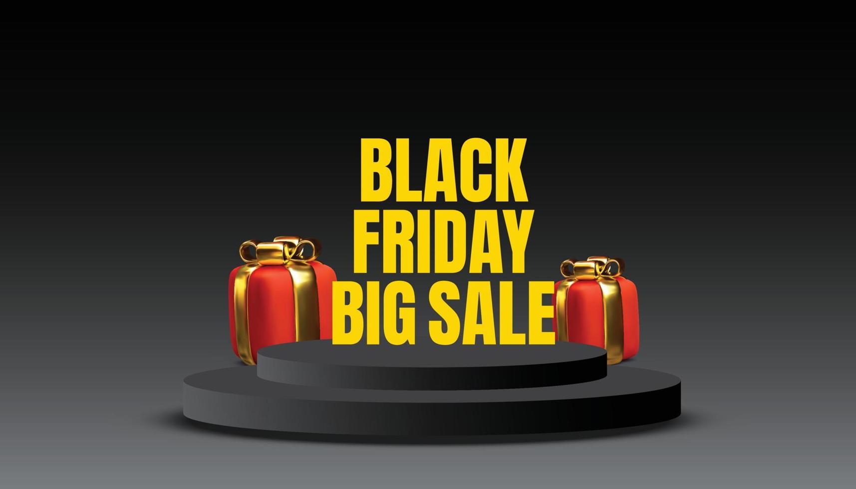 abstract Black Friday  stage podium with gift box and big sale design vector