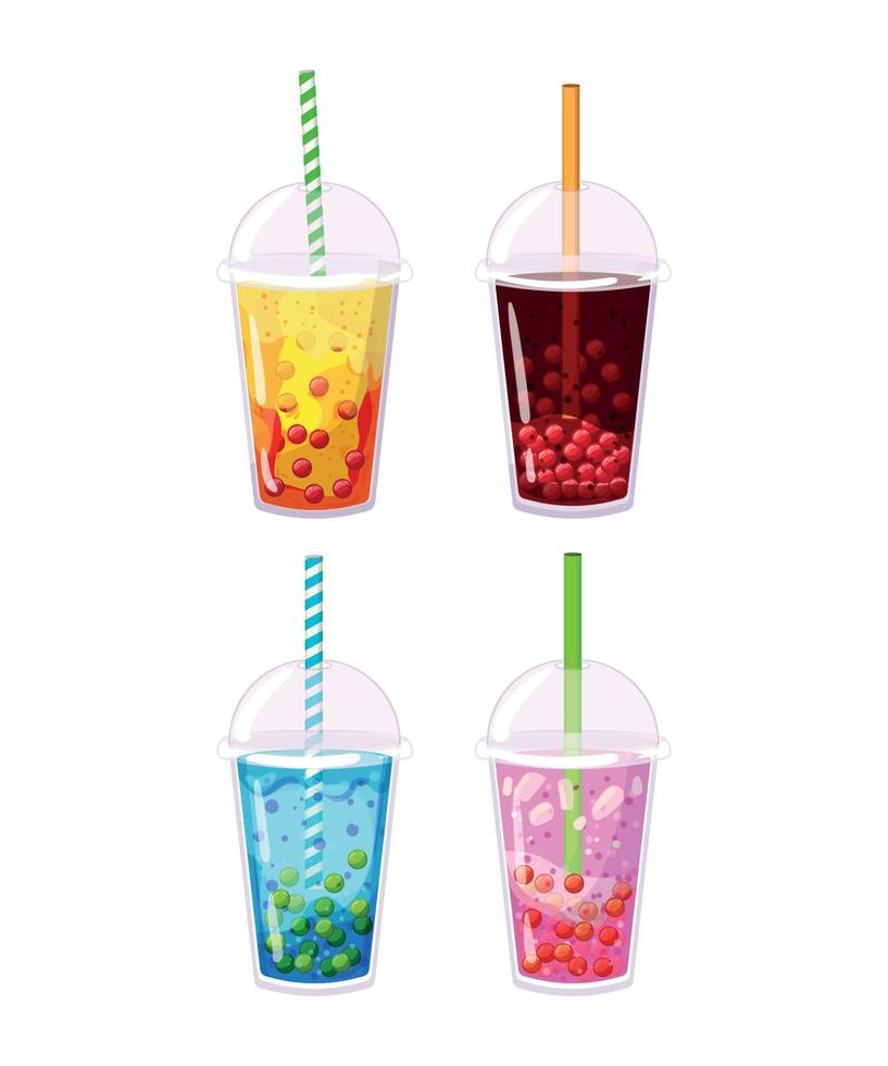 Set of Cocktails with Berries and Tapioca vector