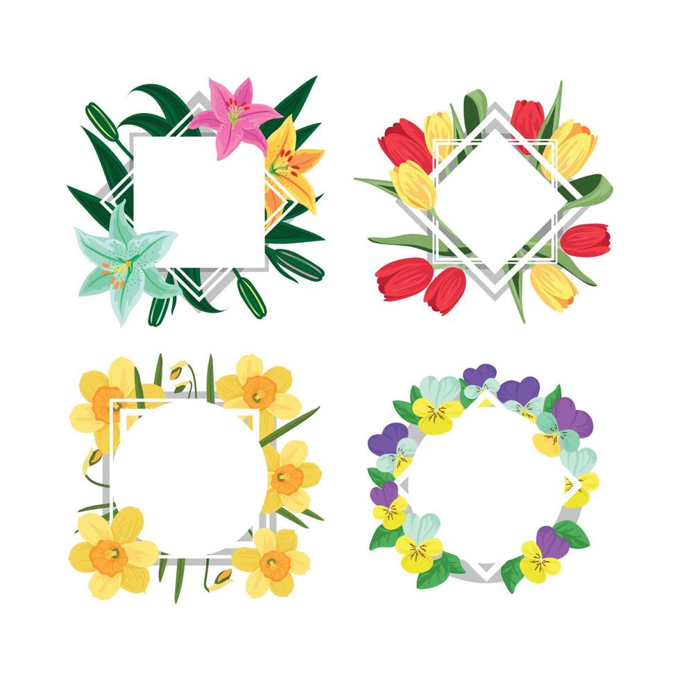 Set of floral frames vector