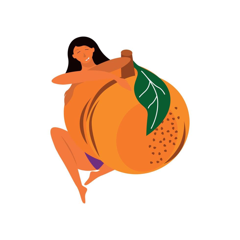 chica con fruta vector