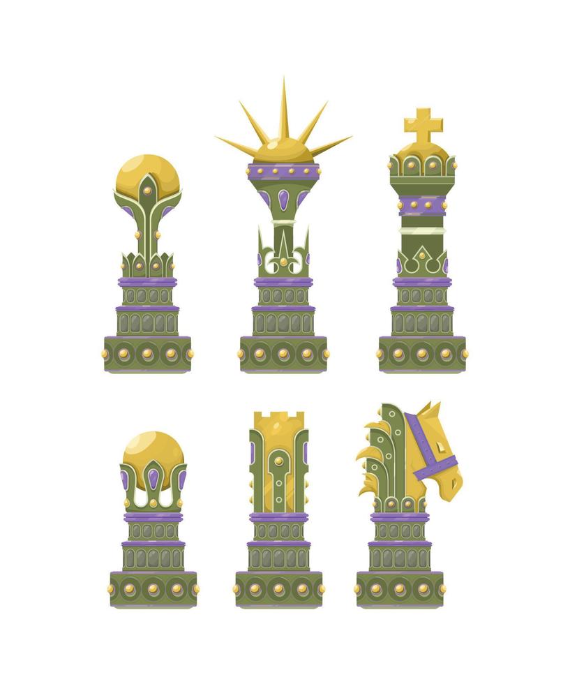 Collection of Babylonian Chess Pieces vector