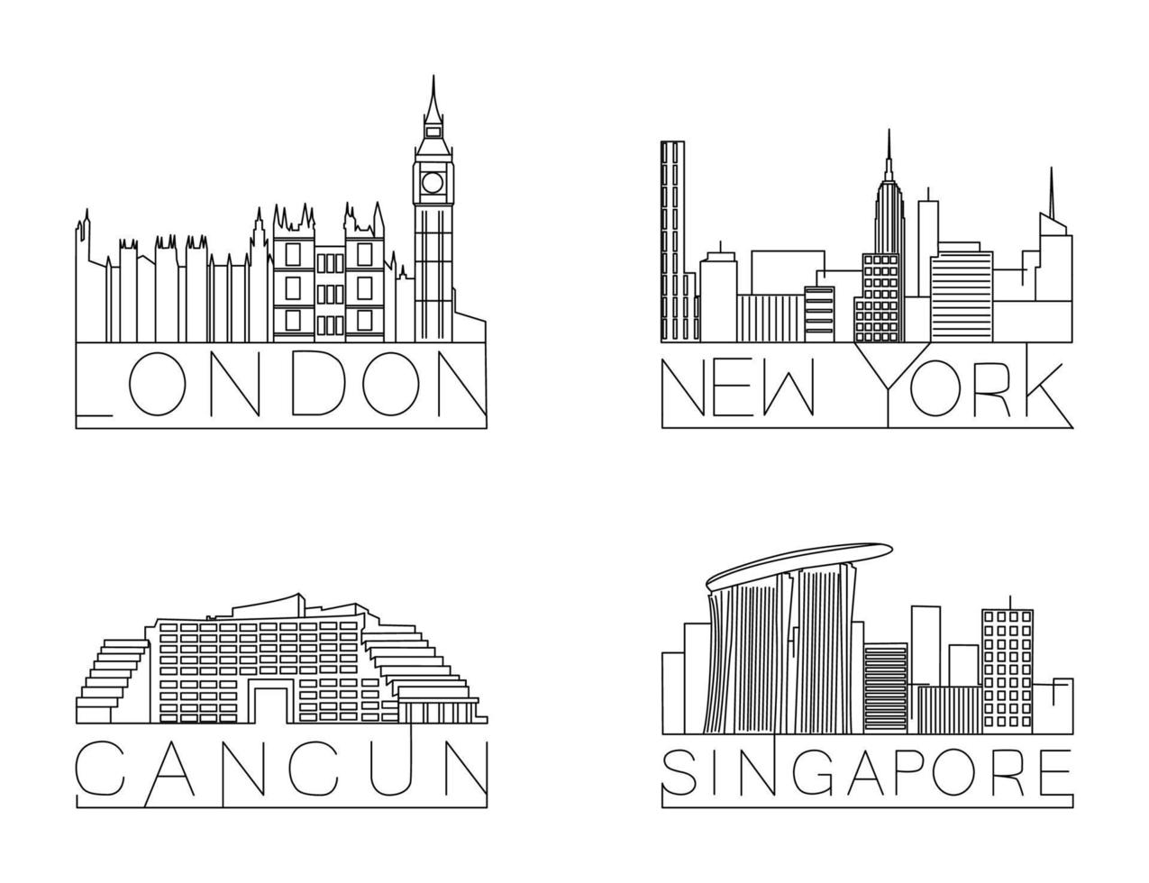 Set of Linear City Skylines vector