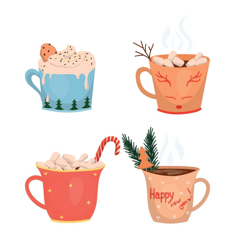 Collection of Christmas Hot Drinks vector