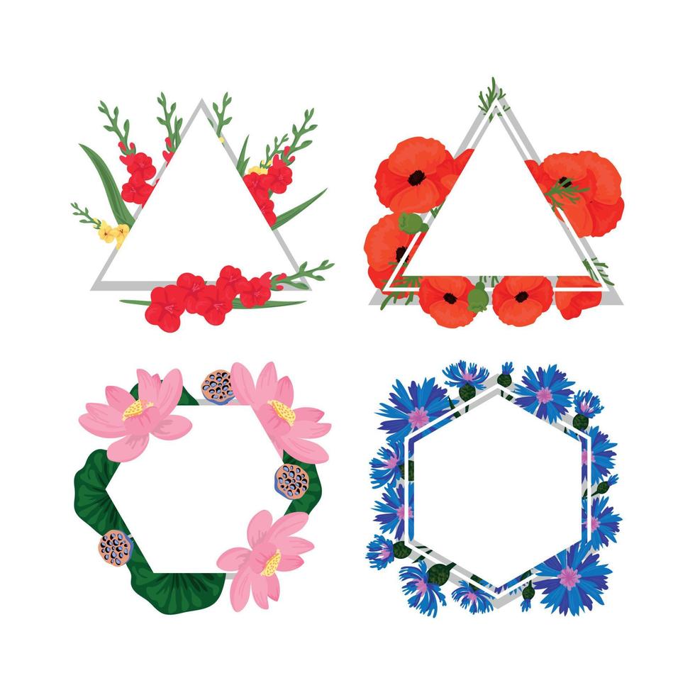 conjunto de marcos florales vector