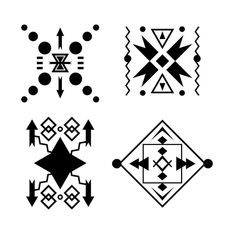 Set of Black Ethnic Geometric Patterns vector