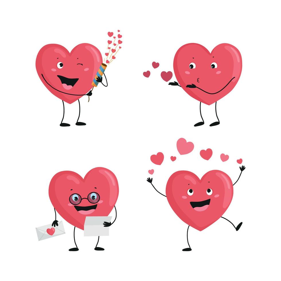 Illustrations with loving hearts vector