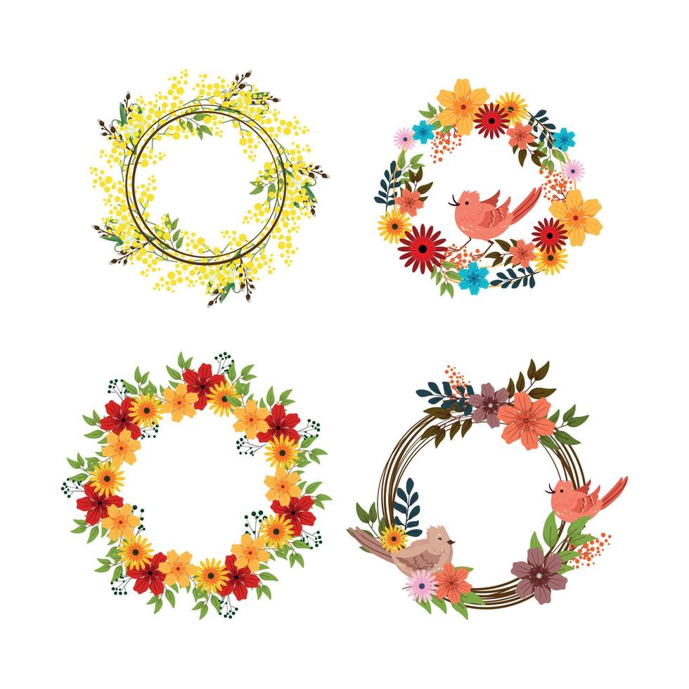 Set of Frames with Flowers vector