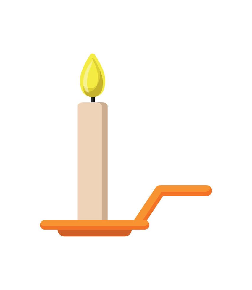 Vector illustrator of Burning candle in a vintage candle holder