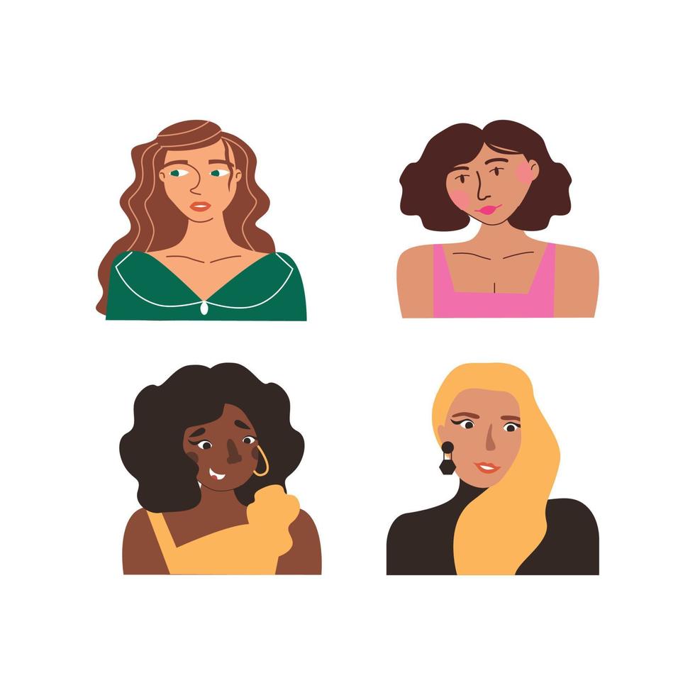 Collection of female avatars vector