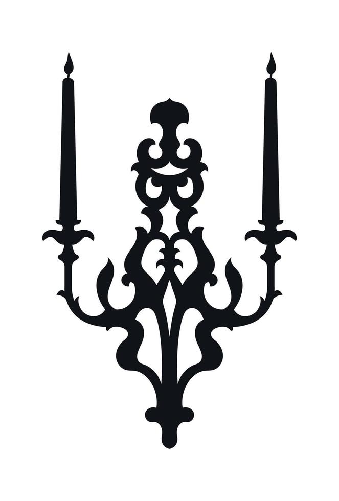 vela en blanco y negro y candelabro aislado sobre fondo blanco. elementos para la decoración. vector