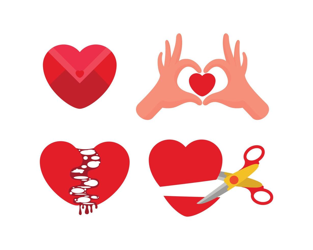 Set of Red Hearts vector