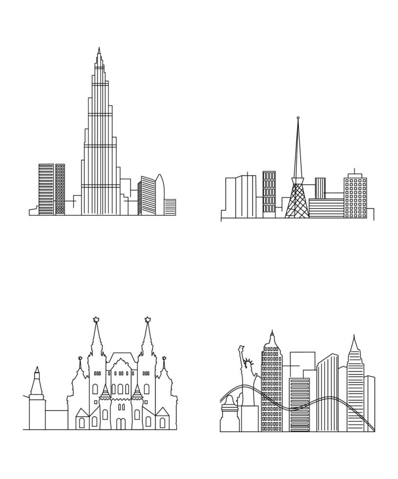 conjunto de horizontes urbanos lineales vector