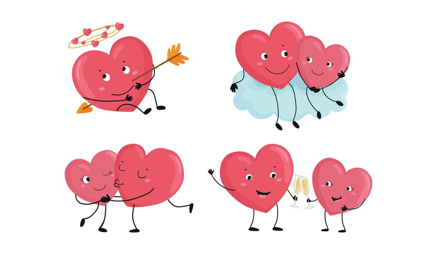 Illustrations with loving hearts vector