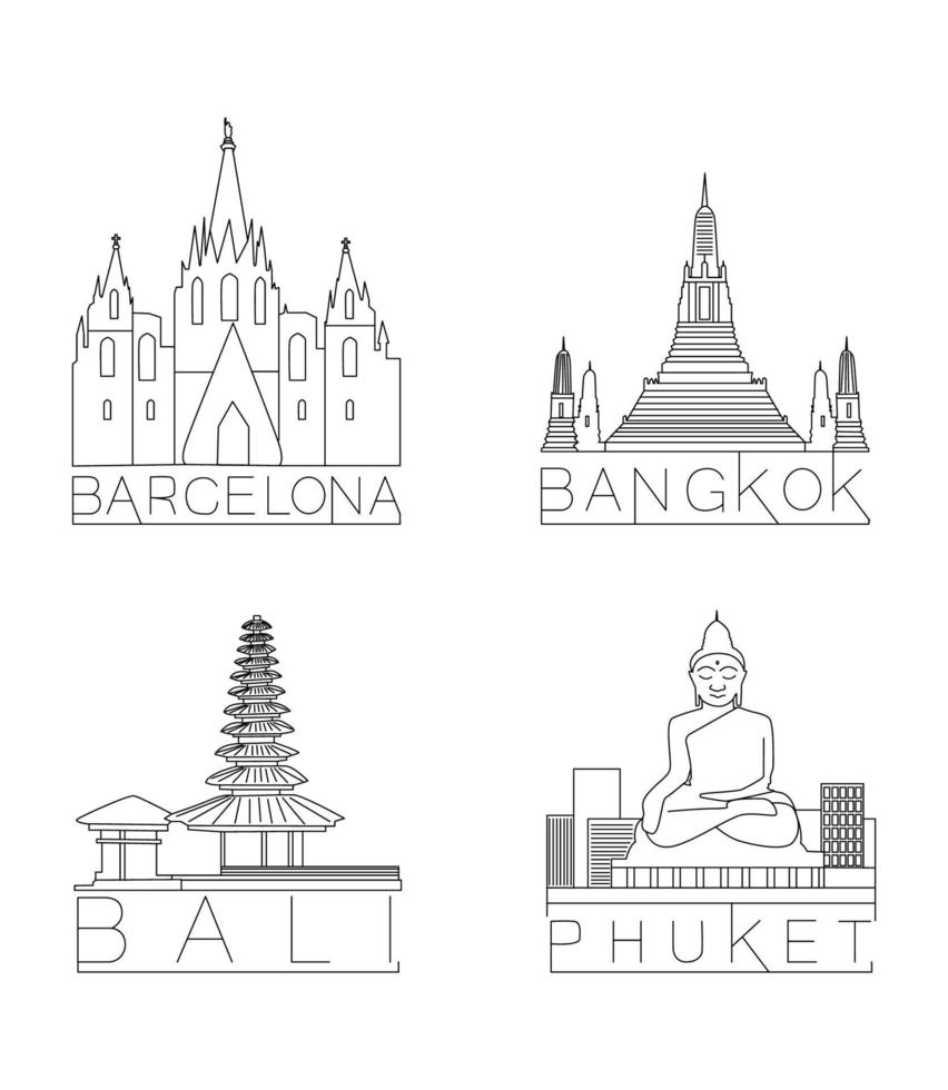 Set of Linear City Skylines vector