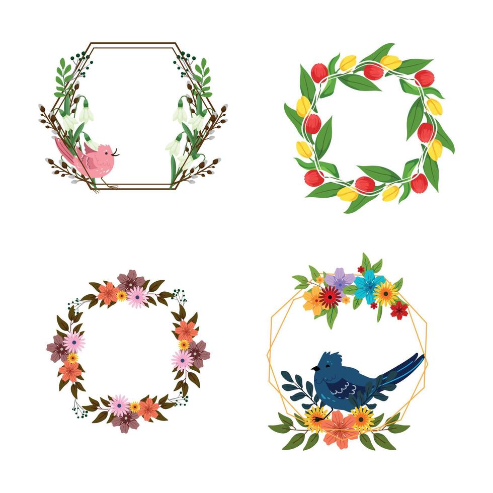 Set of Frames with Flowers vector
