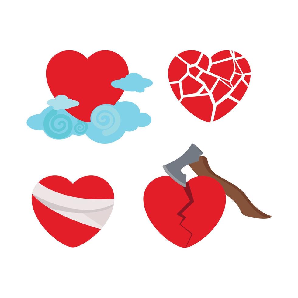 conjunto de corazones rojos vector