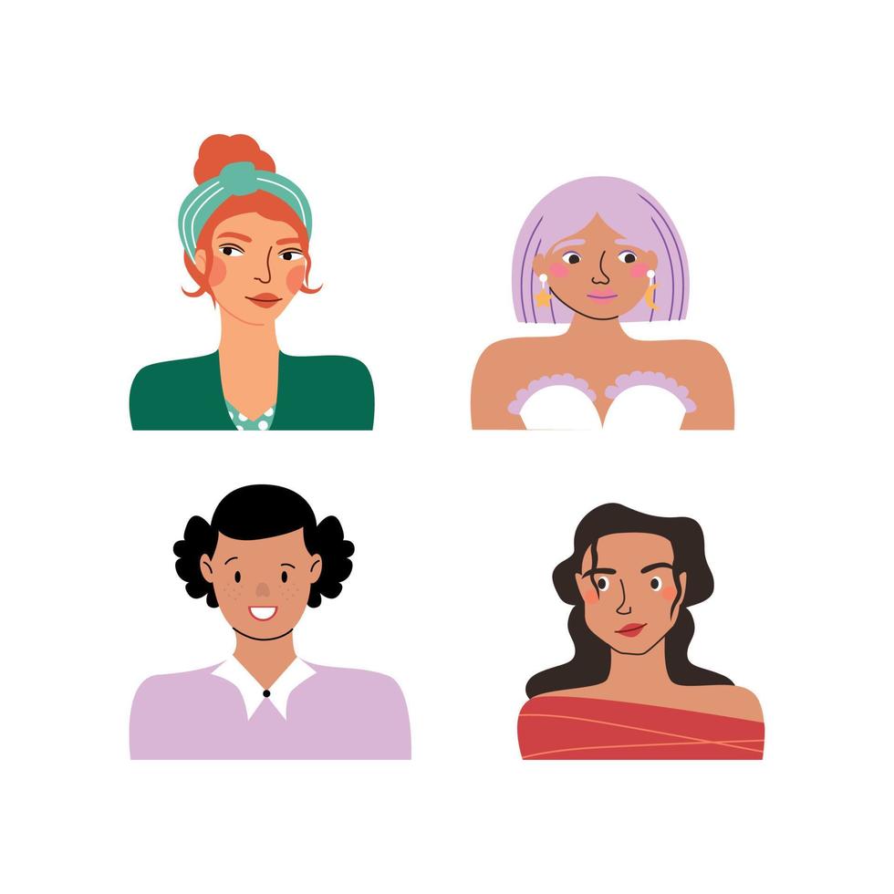 Collection of female avatars vector