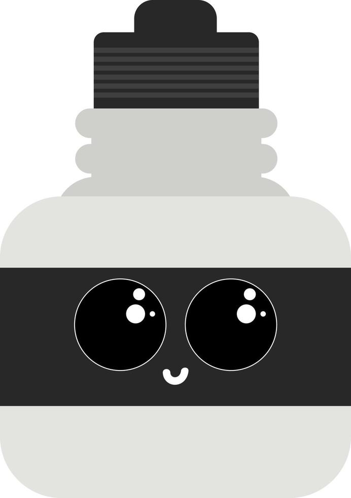 Happy ink bottle, illustration, vector on white background.