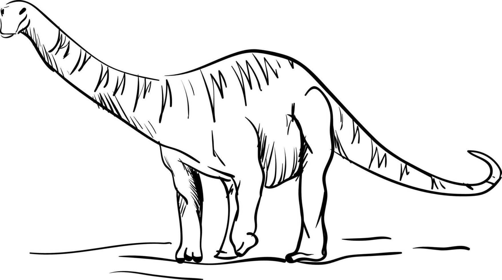 Dinosaur drawing, illustration, vector on white background.