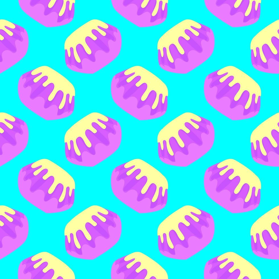 Glazed donuts,seamless pattern on blue background. vector