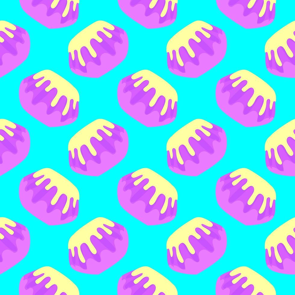 Glazed donuts,seamless pattern on blue background. vector