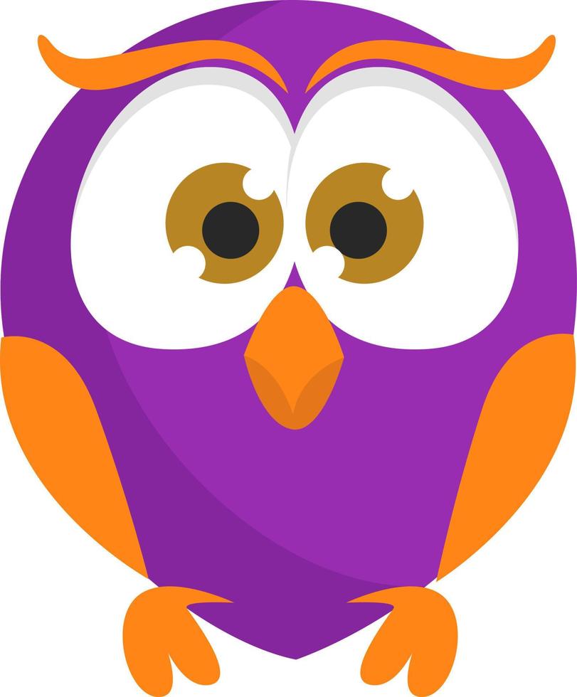 Cute purple owl, illustration, vector on a white background.