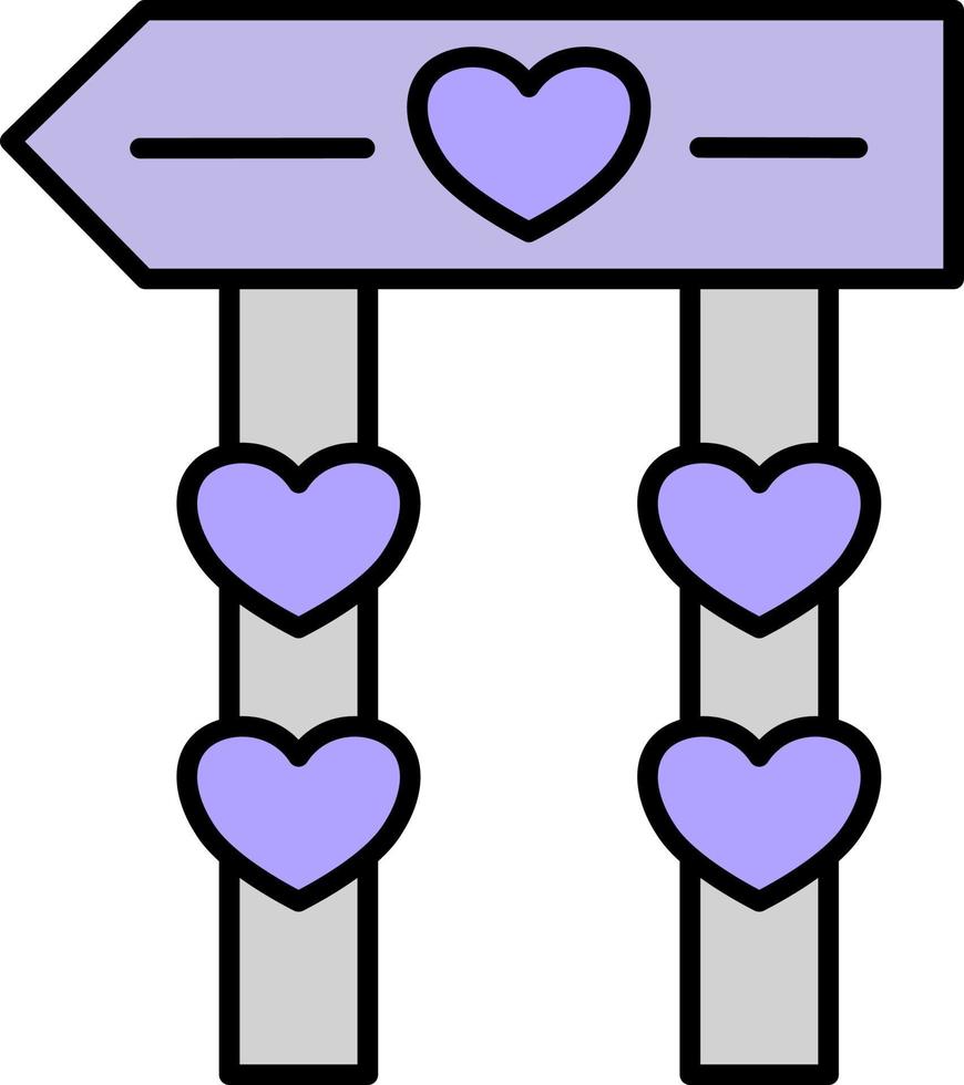 Five purple hearts on a billboard, illustration, on a white background. vector