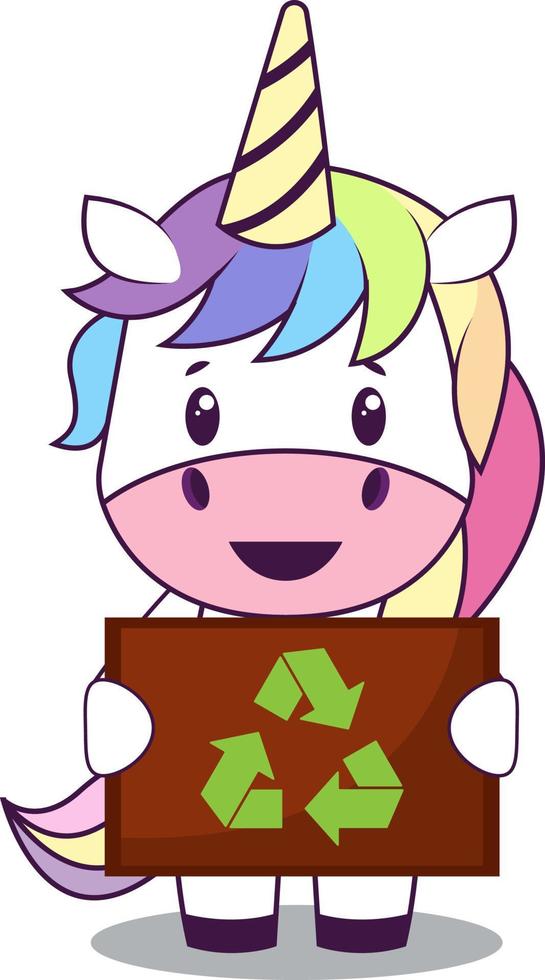 Unicorn recycle, illustration, vector on white background.