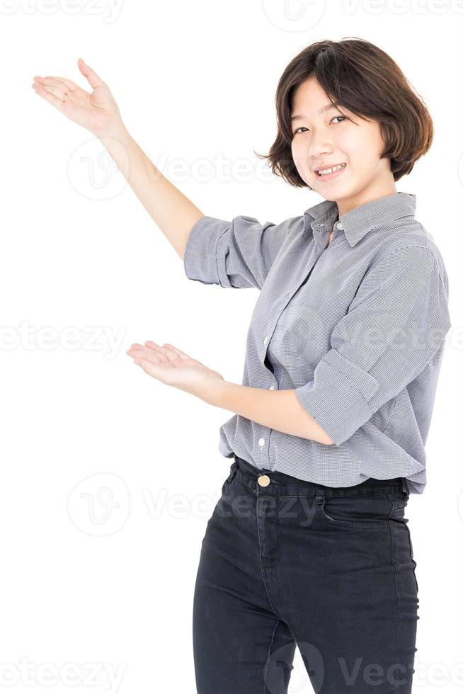 Close up female short hair with shirt photo