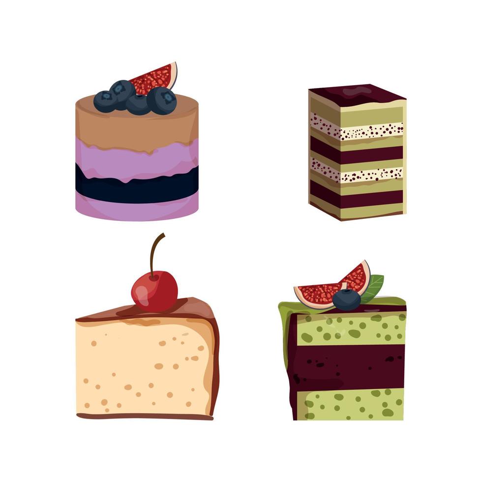 coloridas ilustraciones de pasteles vector