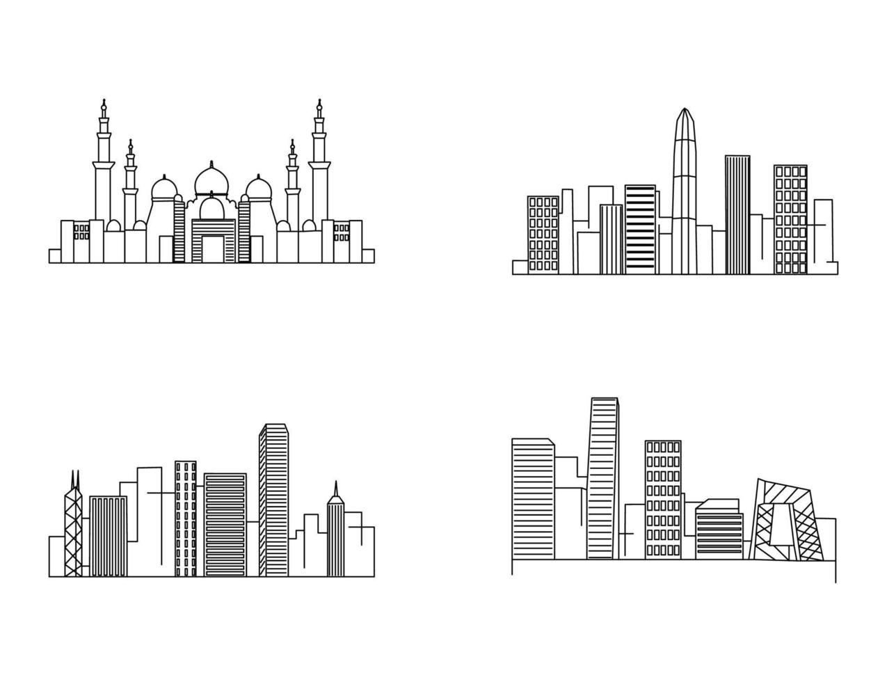 conjunto de horizontes urbanos lineales vector