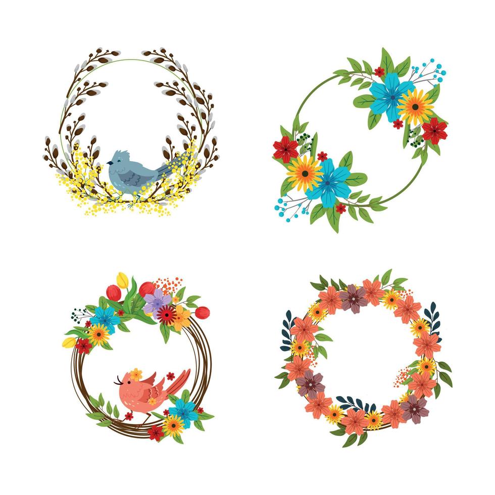 Set of Frames with Flowers vector