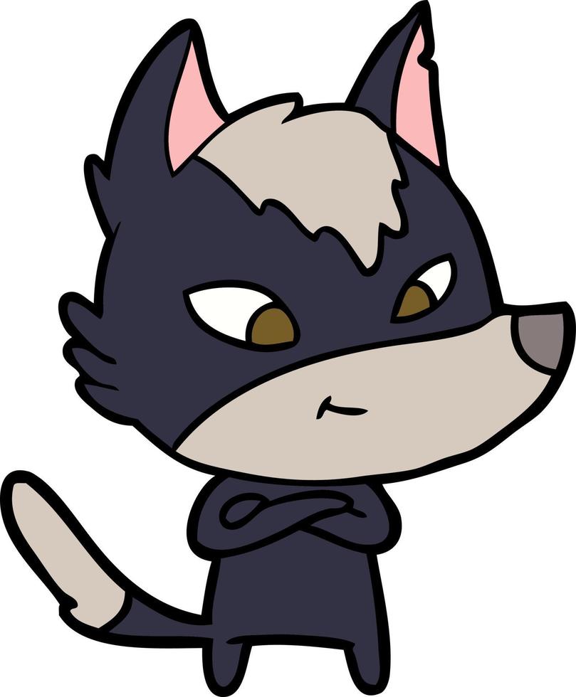 personaje de lobo vectorial en estilo de dibujos animados vector