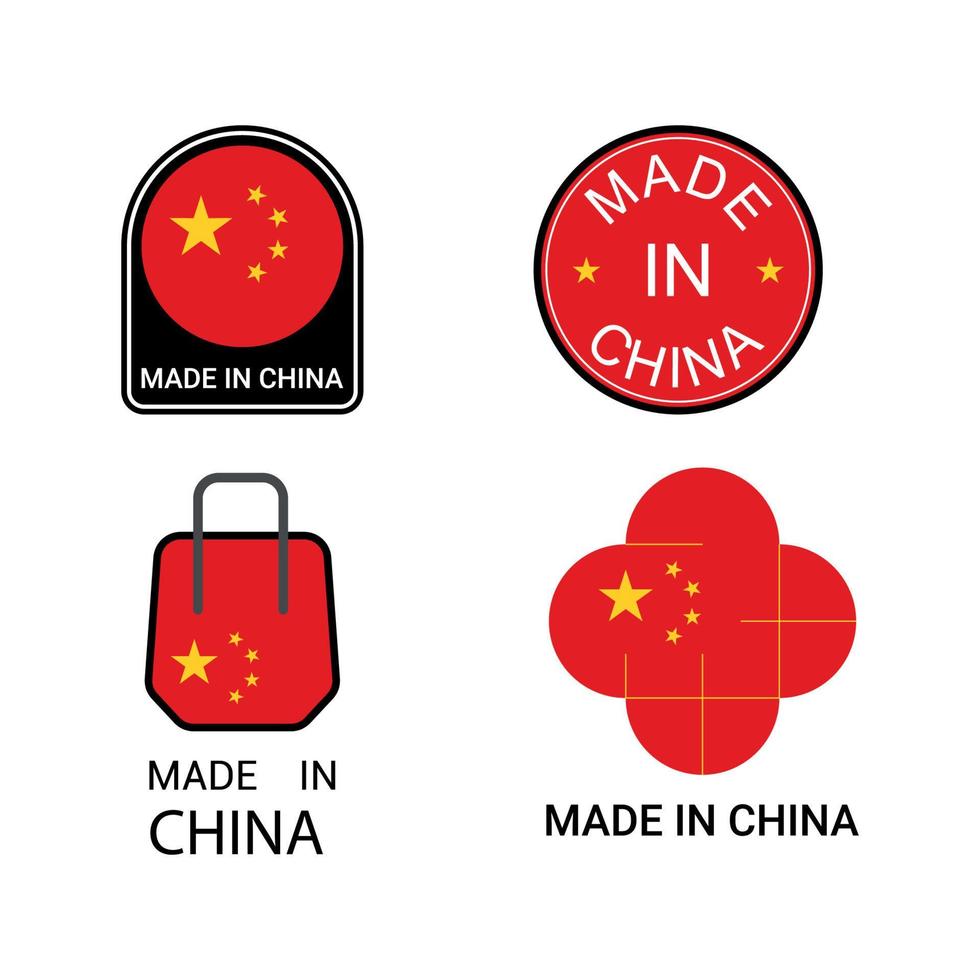 etiquetas de hecho en china vector