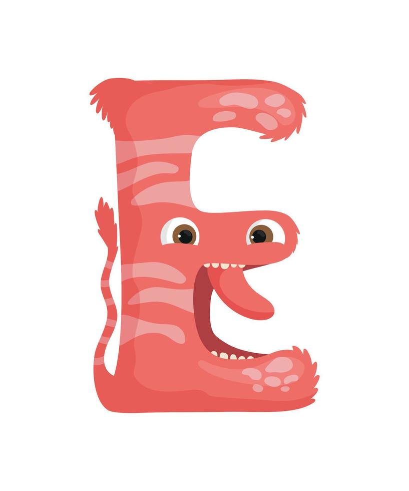 Cute monster letter e vector