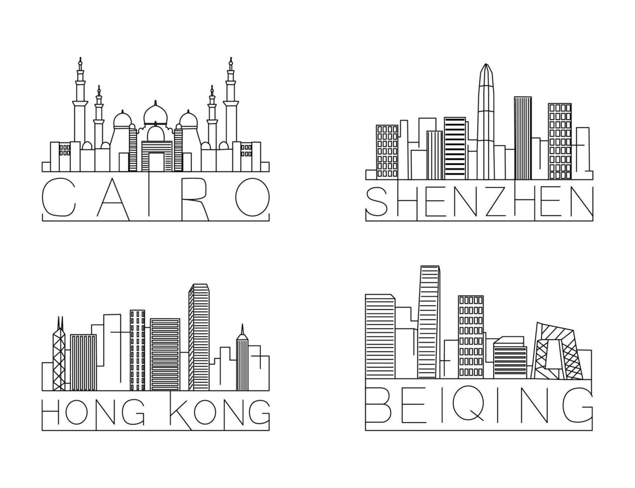 Set of Linear City Skylines vector